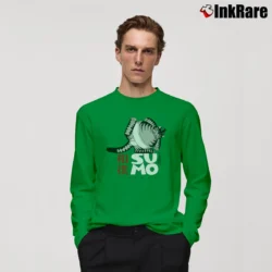 Men’s Kliban Sumo Cat Funny Long-Sleeve Shirt in irish green | Sleek, Lightweight, Year-Round Wear