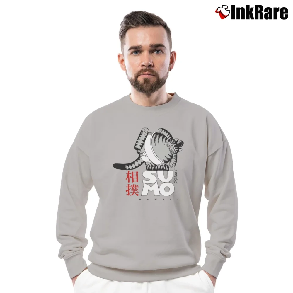Men’s Kliban Sumo Cat Funny Crewneck Sweatshirt in sport grey | Cozy Fabric, Clean Style