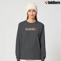 Women’s KLOS 95.5 Rock Recreation Retro Long-Sleeve Top in charcoal | Sleek, Versatile, All-Season