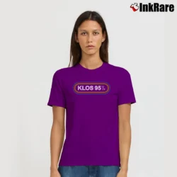 Women’s KLOS 95.5 Rock Recreation Retro Signature T-Shirt in purple | Soft, Flattering Fit