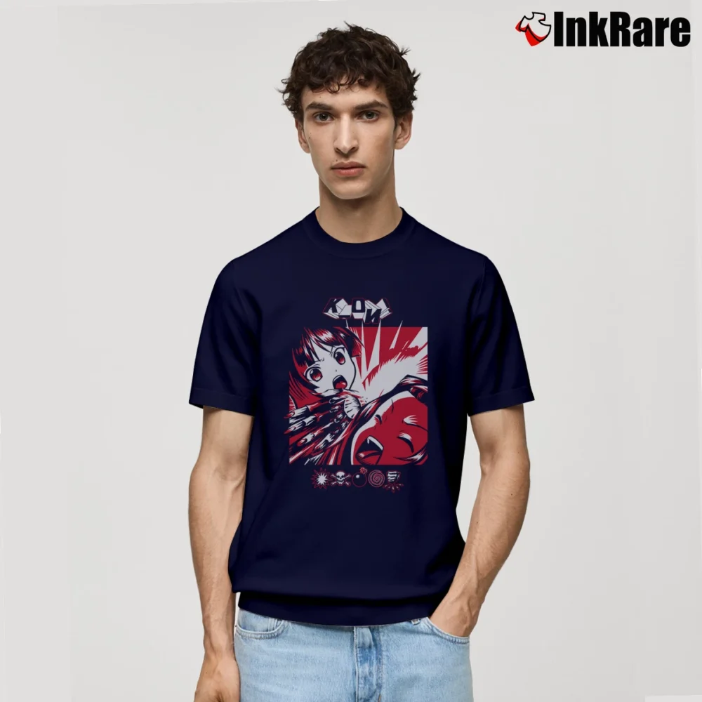 Men’s Kmfdm Comfortable Fashion Round Collar Classic T-Shirt in navy | Soft, Breathable Everyday Wear