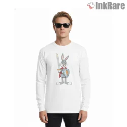Knight Bugs Bunny Silver Sword Shirt on white long sleeve shirt for men graphic tee