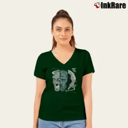 Women’s Knocked Loose Laugh Tracks V-Neck Tee in forest green | Chic Neckline, Soft Texture