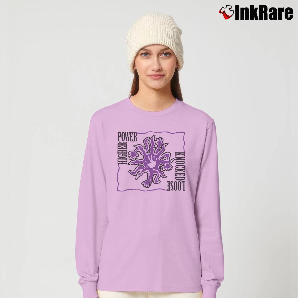 Women’s Knocked Loose Soul Structure Laugh Tracks Higher Power Long-Sleeve Top in light pink | Sleek, Versatile, All-Season