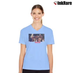 Women’s Kobe X Jordan Black Basketball Fan V-Neck Tee in light blue | Chic Neckline, Soft Texture