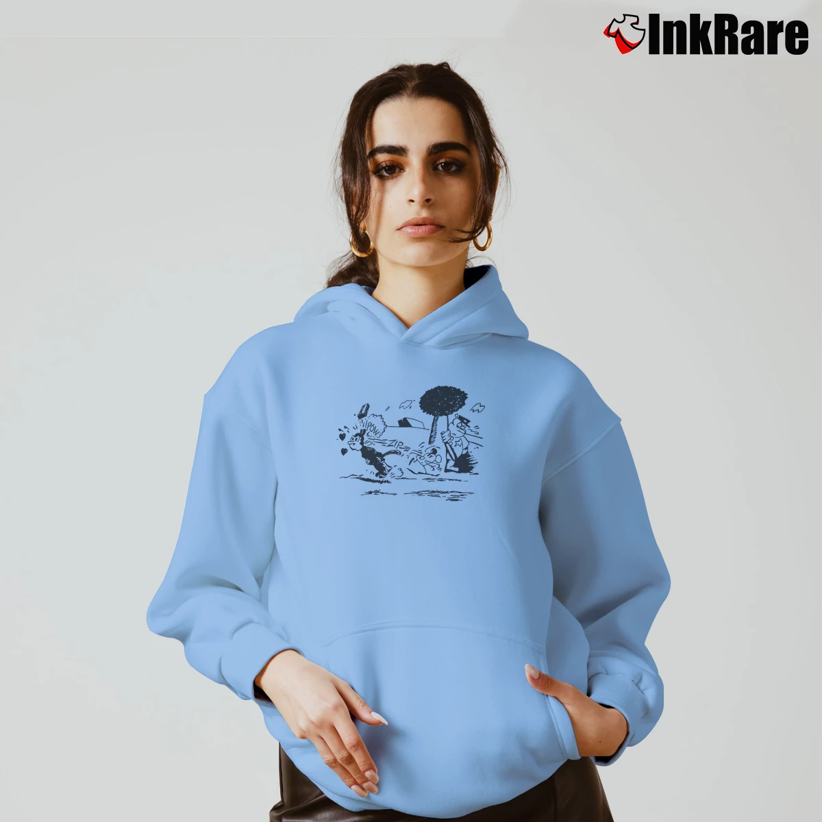 Krazy Kat Jules Pulp Fiction Blue Women’s Cozy Hoodie in light blue – Urban Chic Women’s Krazy Kat Jules Pulp Fiction Blue Cozy Hoodie in light blue | Warm, Structured, Stylish