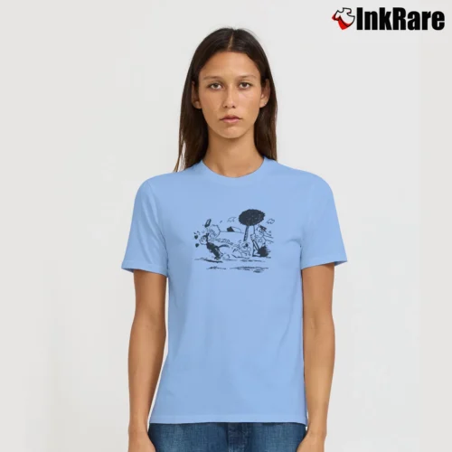 Krazy Kat Jules Pulp Fiction Blue Women’s Tee in light blue – Effortless Style Women’s Krazy Kat Jules Pulp Fiction Blue T-Shirt in light blue | Soft, Flattering Fit