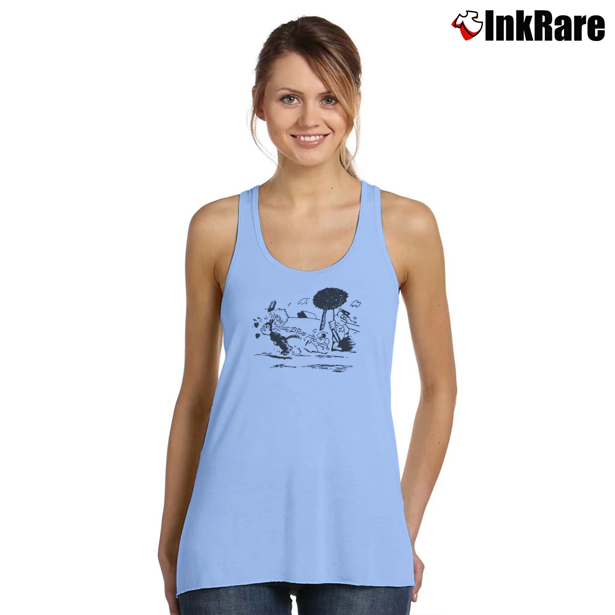 Krazy Kat Jules Pulp Fiction Blue Women’s Essential Tank in light blue – Summer Ready Women’s Krazy Kat Jules Pulp Fiction Blue Tank Top in light blue | Lightweight, Movement-Friendly