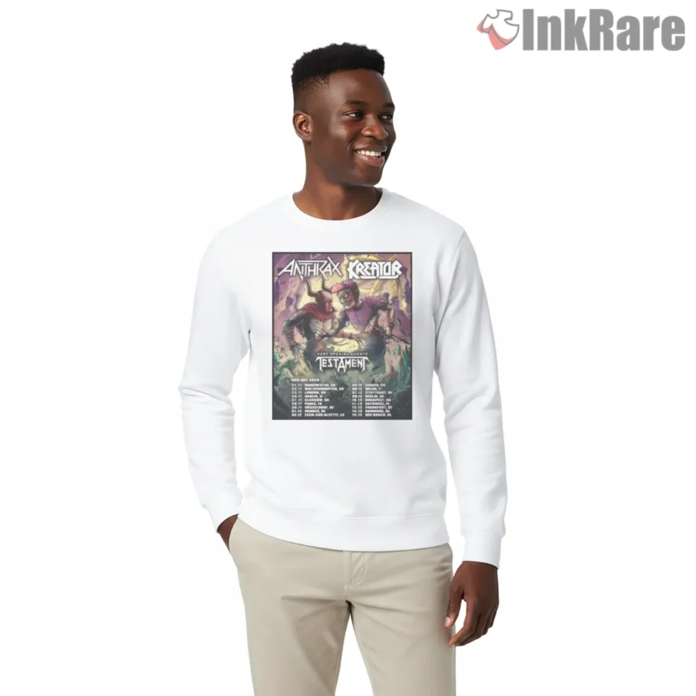 Kreator Anthrax Testament 2024 Tour Poster Shirt on graphic shirt for men graphic tee