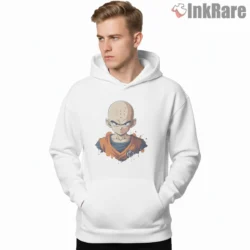 Krillin Determined Dragon Ball Z Warrior Shirt on white hoodie for men graphic tee