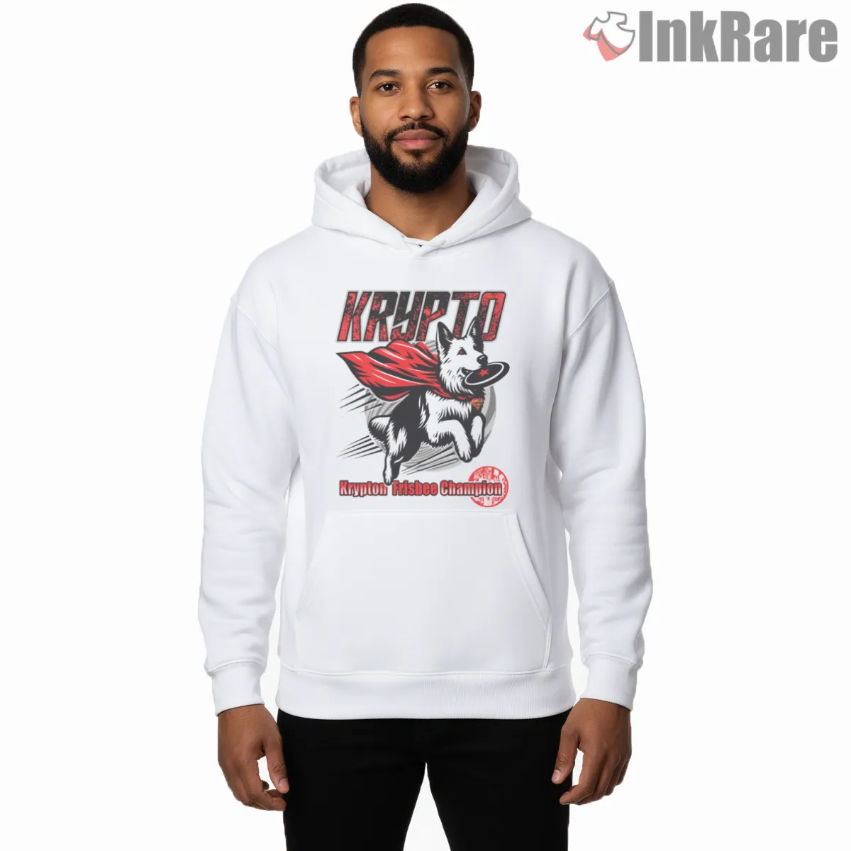 Krypto Superdog Flying Hero Comic Style Superman Shirt on white hoodie for men graphic tee