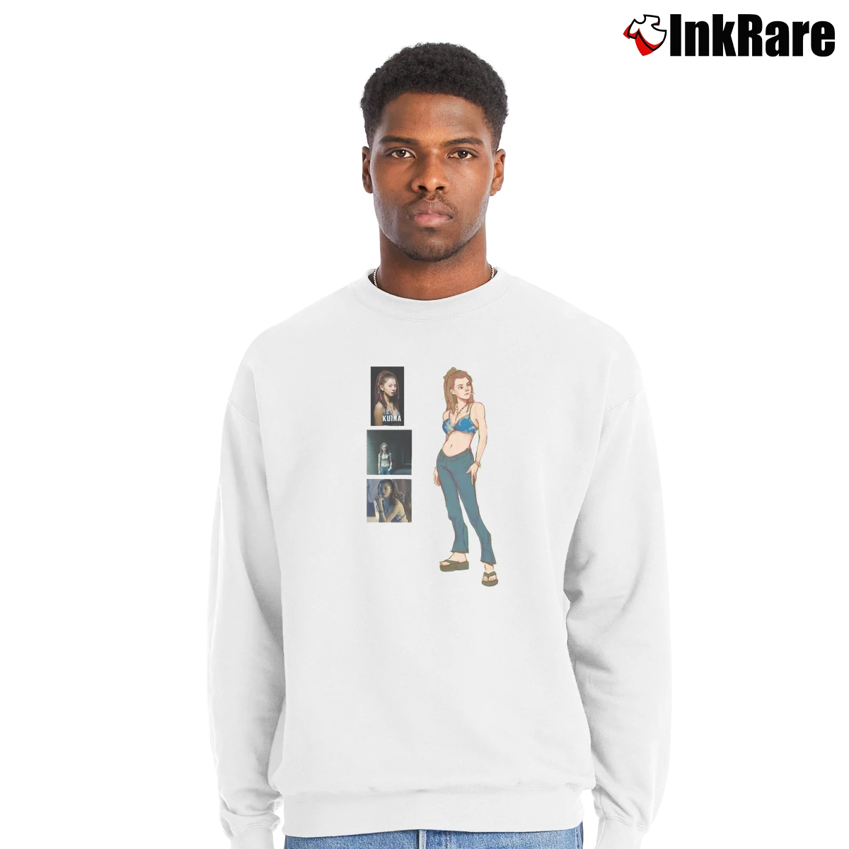 Men’s Kuina Alice In Borderland Crewneck Sweatshirt in white | Cozy Fabric, Clean Style