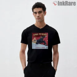 Kung Fu Kenny Kendrick Lamar Rooftop Fight Stance Shirt on black v-neck shirt for men graphic tee