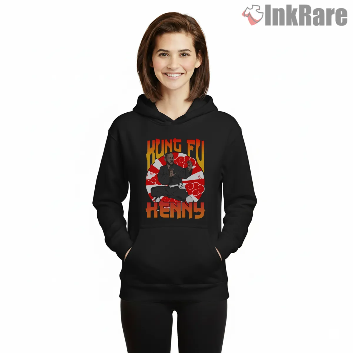 Kung Fu Kenny Rising Sun Martial Arts Shirt on black hoodie for women graphic tee