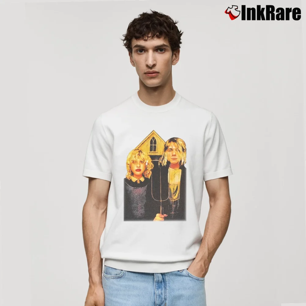 Men’s Kurt Cobain Courtney Love Nirvana Classic T-Shirt in white | Soft, Breathable Everyday Wear