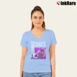 Women’s kylie minogue retro pop music V-Neck Tee in light blue | Chic Neckline, Soft Texture