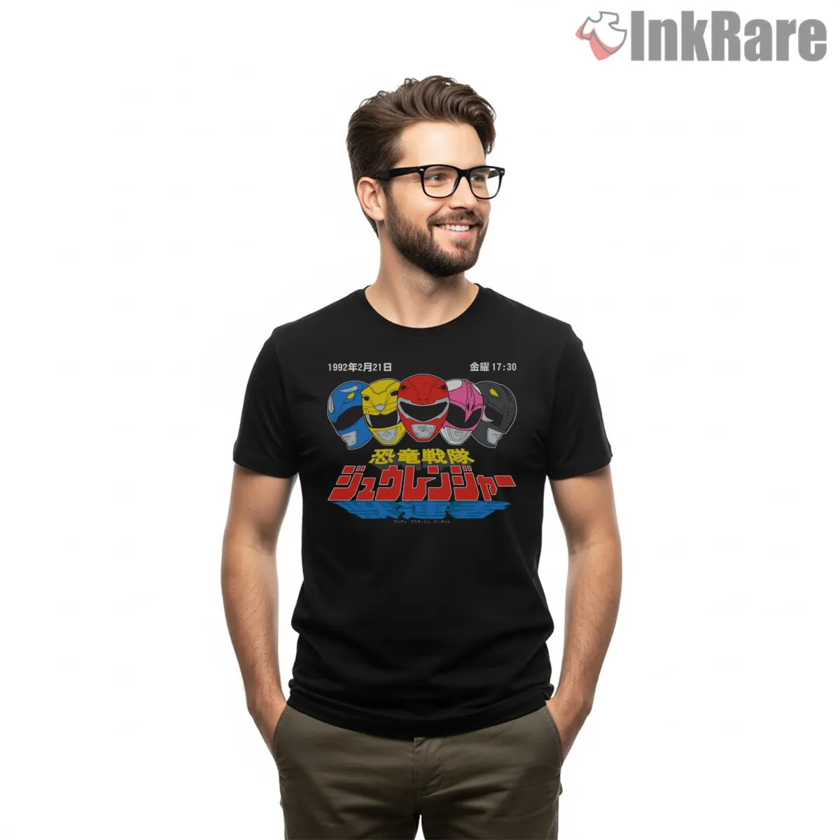 Kyoryu Sentai Zyuranger Retro Helmet Lineup Short Sleeve Black Kyoryu Sentai Zyuranger Retro Helmet Lineup Shirt on black short sleeve shirt for men graphic tee
