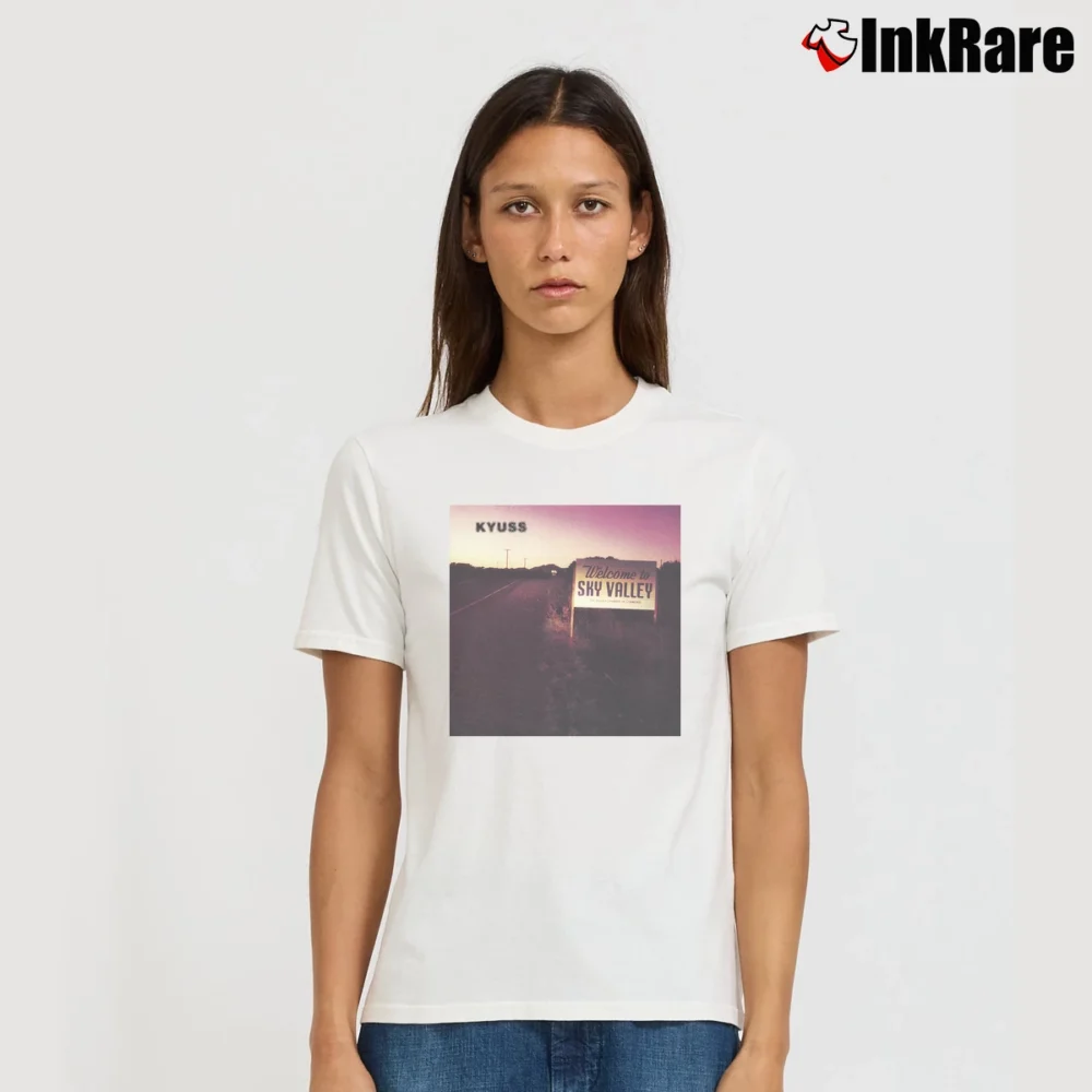 Women’s Kyuss Welcome To Sky Valley Signature T-Shirt in white | Soft, Flattering Fit