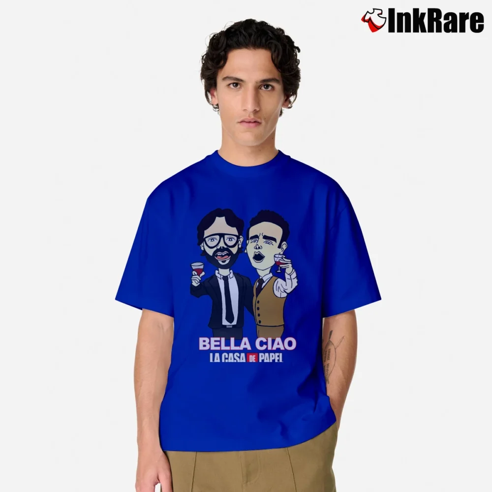 Men’s La Casa De Papel El Professor And Berlin Bella Ciao Classic T-Shirt in royal blue | Soft, Breathable Everyday Wear