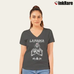 Women’s La Parka Wrestler V-Neck Tee in charcoal | Chic Neckline, Soft Texture