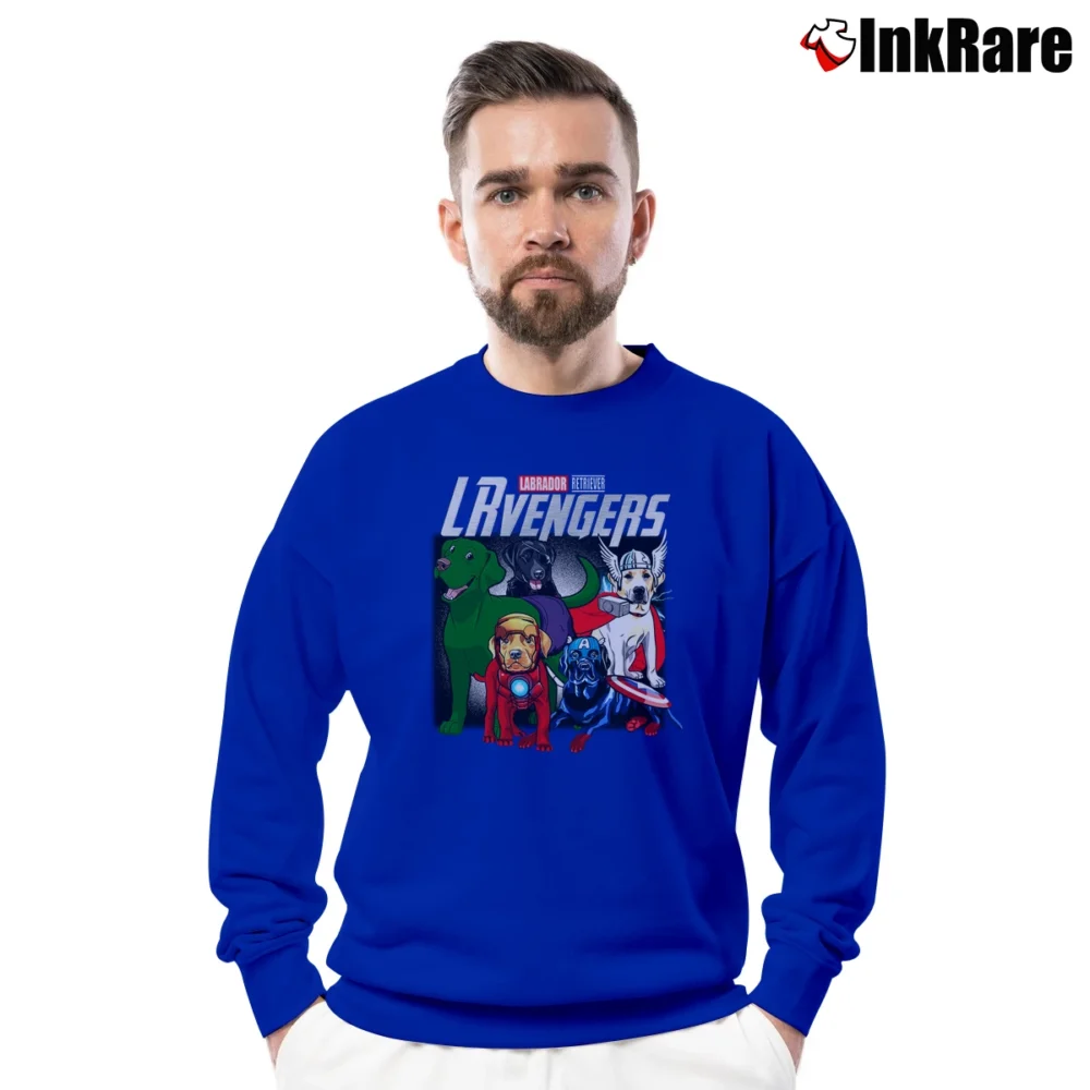 Men’s Labrador Avengers Marvel Parody Crewneck Sweatshirt in royal blue | Cozy Fabric, Clean Style
