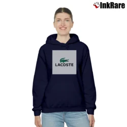 Women’s Lacoste Classic Logo Graphic Cozy Hoodie in navy | Warm, Structured, Stylish