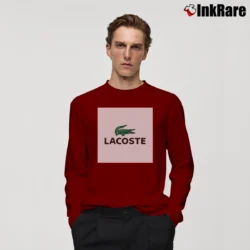 Men’s Lacoste Classic Logo Graphic Long-Sleeve Shirt in maroon | Sleek, Lightweight, Year-Round Wear