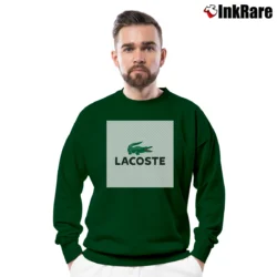 Men’s Lacoste Classic Logo Graphic Crewneck Sweatshirt in forest green | Cozy Fabric, Clean Style