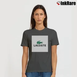 Women’s Lacoste Classic Logo Graphic Signature T-Shirt in charcoal | Soft, Flattering Fit