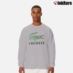 Men’s Lacoste Logo Print Long-Sleeve Shirt in sport grey | Sleek, Lightweight, Year-Round Wear