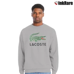 Men’s Lacoste Logo Print Crewneck Sweatshirt in sport grey | Cozy Fabric, Clean Style