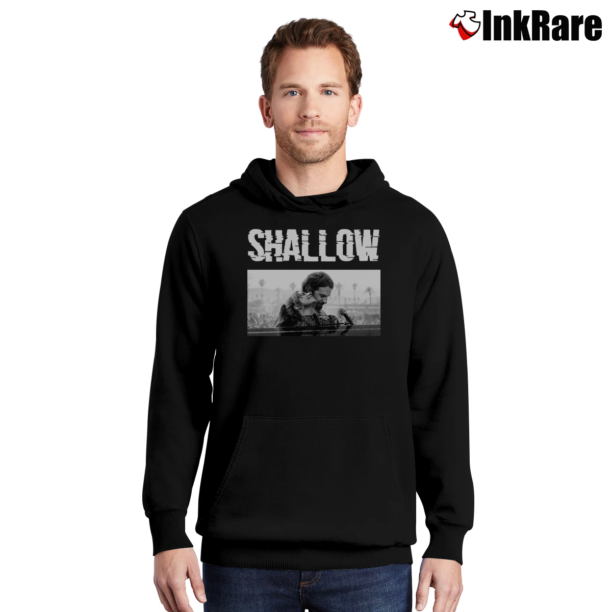 Men’s Lady Gaga Bradley Cooper Shallow Movie Motivational Love Pullover Hoodie in black | Cozy, Durable, Modern Fit
