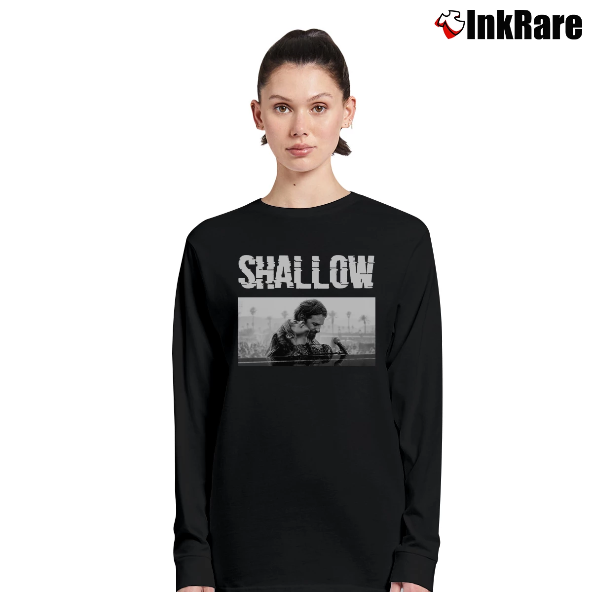 Women’s Lady Gaga Bradley Cooper Shallow Movie Motivational Love Long-Sleeve Top in black | Sleek, Versatile, All-Season