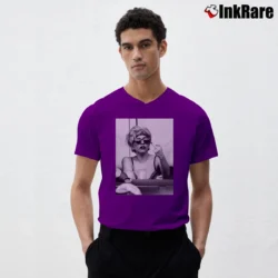 Men’s Lady Gaga Finger Bird Pokerface V-Neck Tee in purple | Sharp, Breathable, Everyday Staple