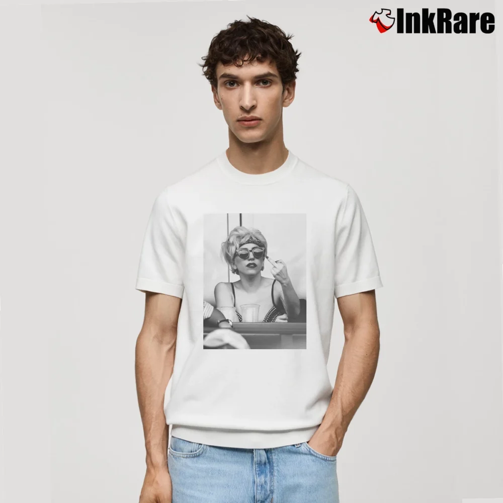 Men’s Lady Gaga Pokerface Paparazzi Middle Finger Classic T-Shirt in white | Soft, Breathable Everyday Wear
