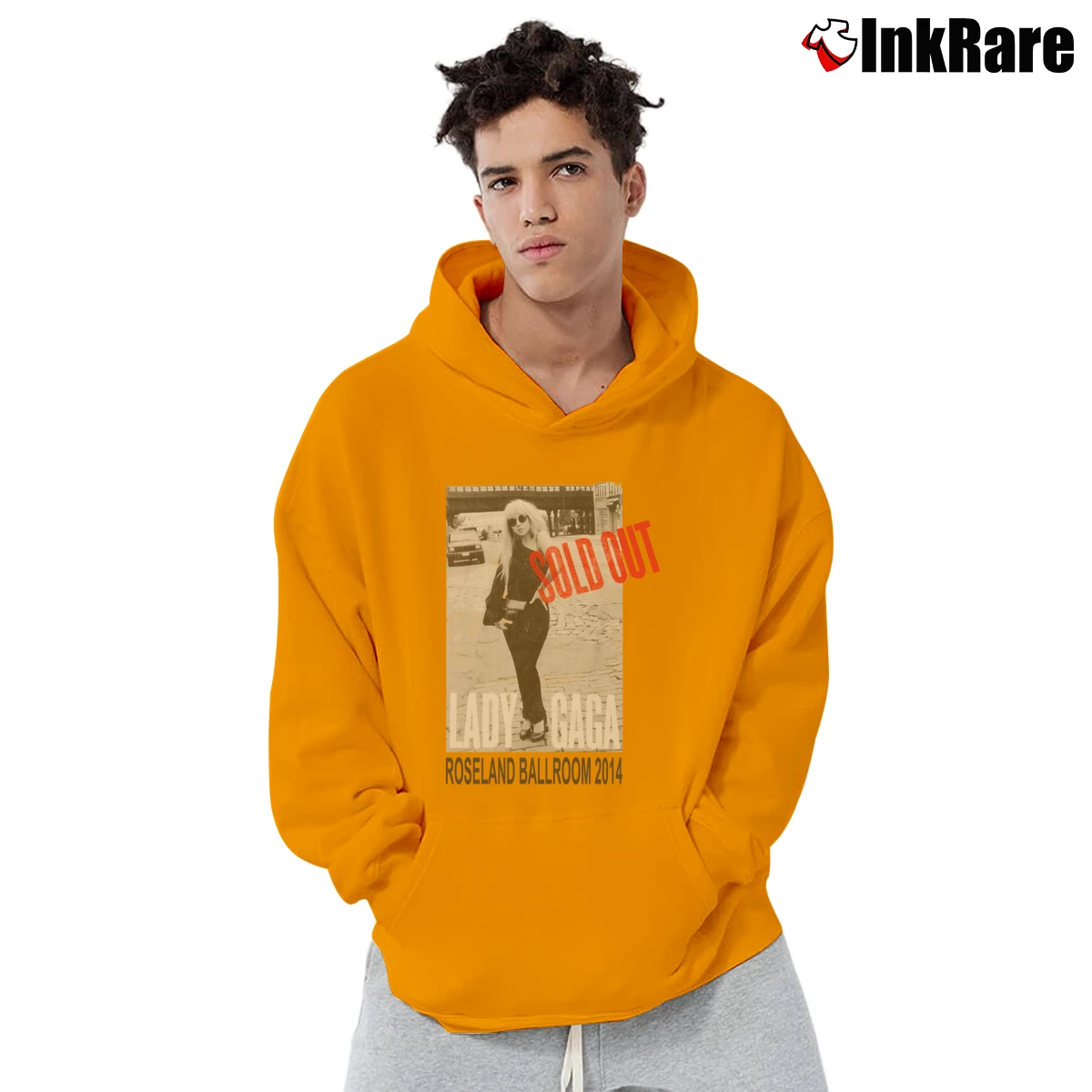 Lady Gaga Sold Out Roseland Event Men’s Pullover Hoodie in orange – Ultimate Warmth Men’s Lady Gaga Sold Out Roseland Event Pullover Hoodie in orange | Cozy, Durable, Modern Fit