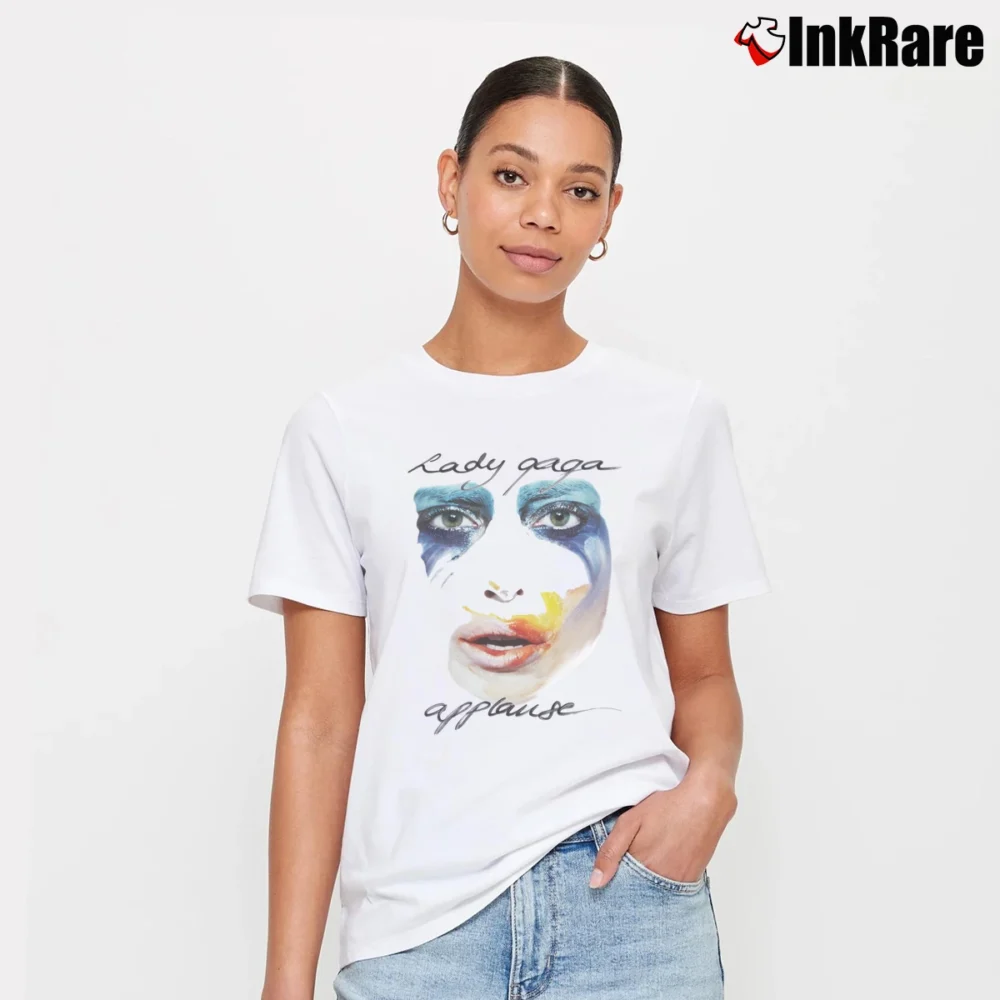 Women’s Lady Gaga Tour Concert Music Signature T-Shirt in white | Soft, Flattering Fit