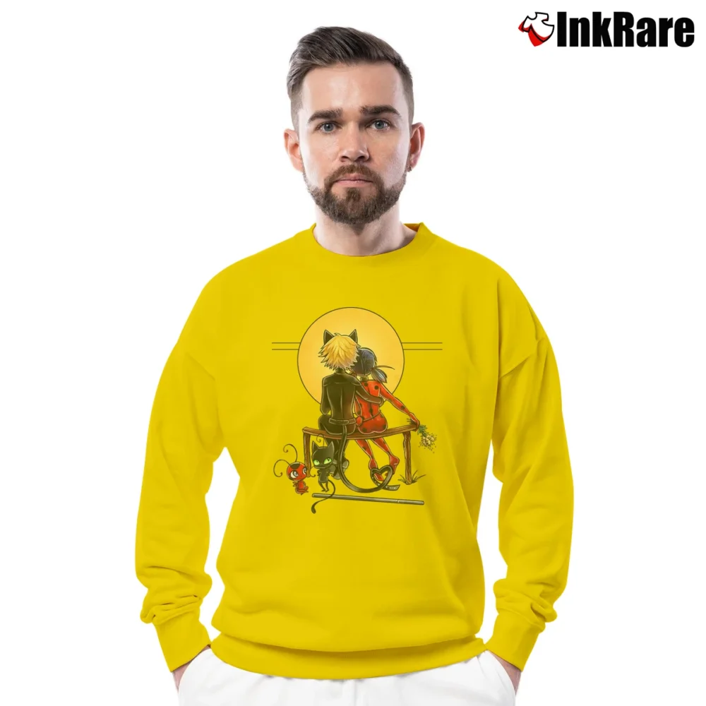Men’s Ladybug Rockwell - Ladybug & Cat Noir Crewneck Sweatshirt in yellow | Cozy Fabric, Clean Style