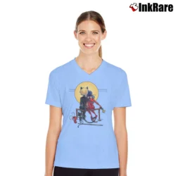 Women’s Ladybug Rockwell - Ladybug & Cat Noir V-Neck Tee in light blue | Chic Neckline, Soft Texture