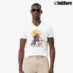 Men’s Ladybug Rockwell - Ladybug & Cat Noir V-Neck Tee in white | Sharp, Breathable, Everyday Staple