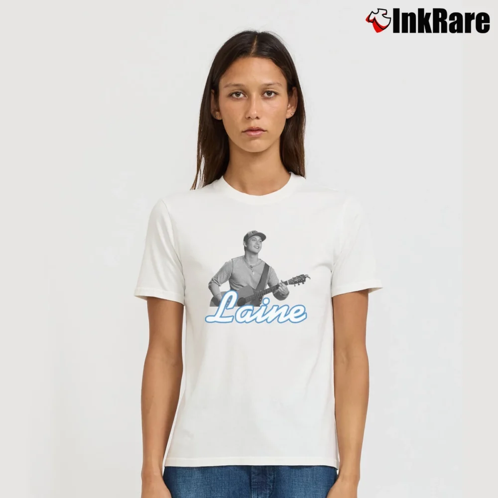 Women’s Laine The Next Idol Fans Handmade Custom Signature T-Shirt in white | Soft, Flattering Fit