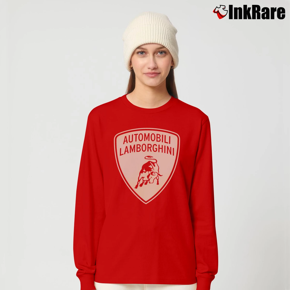 Women’s Lamborghini Kids Automobili Graphic Long-Sleeve Top in red | Sleek, Versatile, All-Season