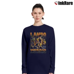 Women’s lando norris retro bootleg for F1 and Vintage Racing Fans Long-Sleeve Top in navy | Sleek, Versatile, All-Season