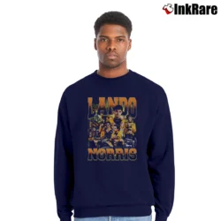 Men’s lando norris retro bootleg for F1 and Vintage Racing Fans Crewneck Sweatshirt in navy | Cozy Fabric, Clean Style