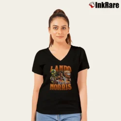 Women’s Lando Norris Vintage V-Neck Tee in black | Chic Neckline, Soft Texture