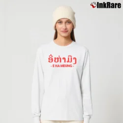 Women’s Laos Funny Swear Language Script Long-Sleeve Top in white | Sleek, Versatile, All-Season