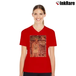 Women’s larry bird boston celtics pride for True NBA Fans V-Neck Tee in red | Chic Neckline, Soft Texture