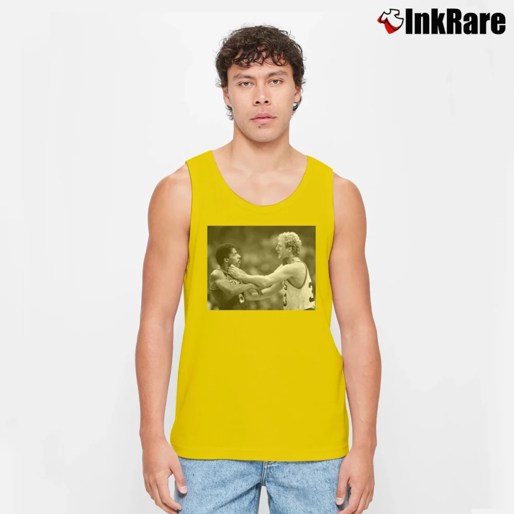 Men’s Larry Bird Dr J Celtics Sixers Tank Top in yellow | Breathable, Active-Friendly Design