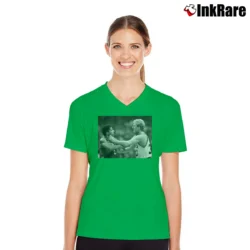 Women’s Larry Bird Dr J Celtics Sixers V-Neck Tee in irish green | Chic Neckline, Soft Texture