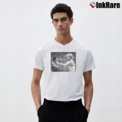 Men’s Larry Bird Dr J Celtics Sixers V-Neck Tee in white | Sharp, Breathable, Everyday Staple
